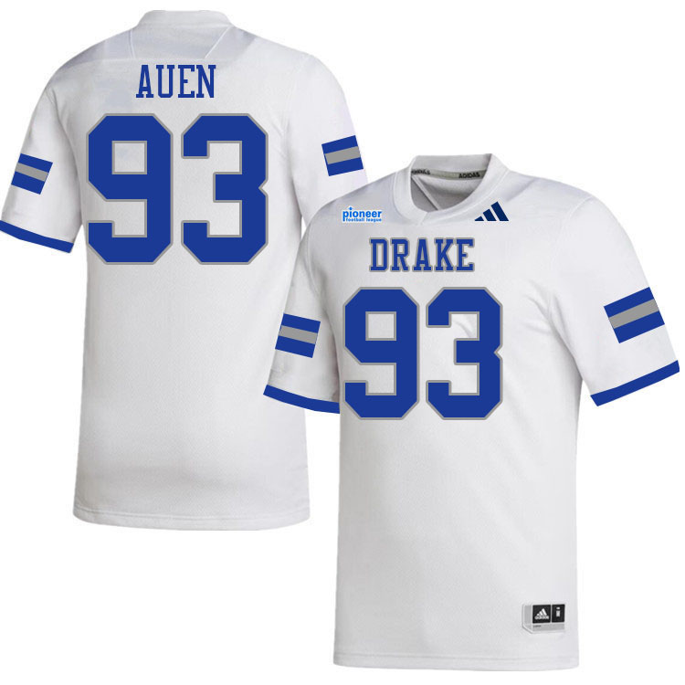 Drake Bulldogs #93 Jacob Auen College Football Jerseys,Uniforms-White
